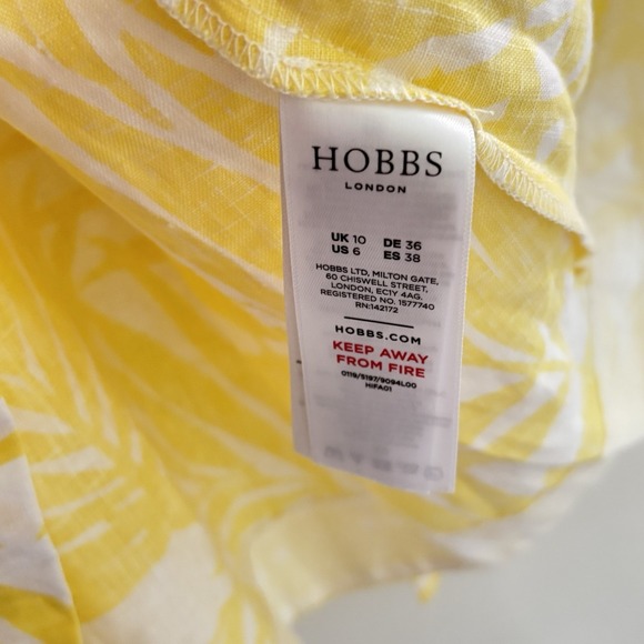 Hobbs London Floral Summer Linen Tea Dress Women's US Sz 6 Belted Yellow White - Picture 13 of 16